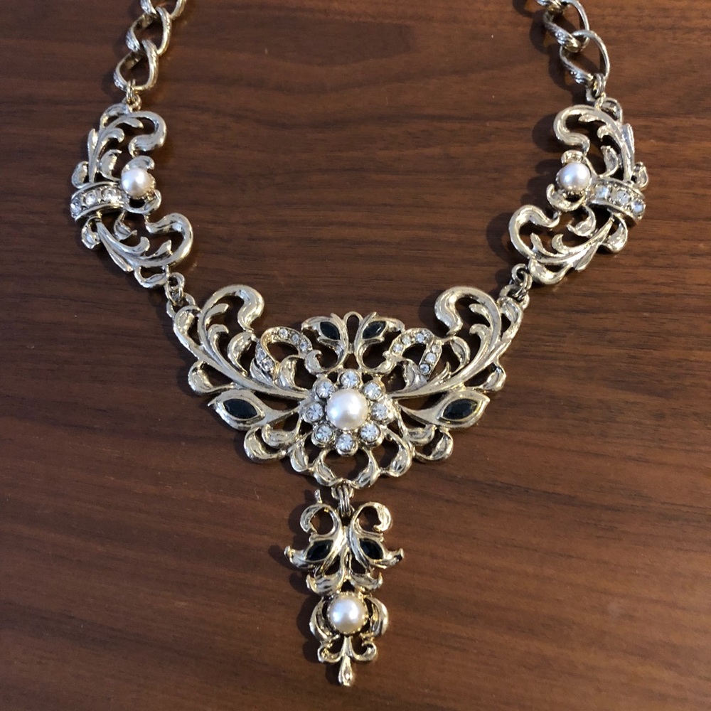 Vintage signed Gemcraft Craft necklace w Pearl - Picture 2 of 8